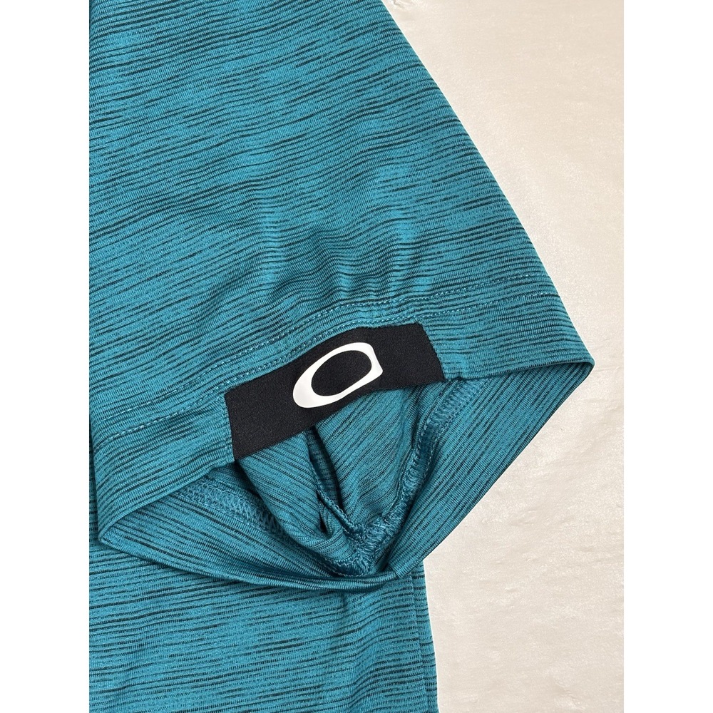 Oakley Hydrolix Reg Fit Polo Shirt Mens 2XL, Teal/Black Golf UV Protection Logo - Picture 6 of 7
